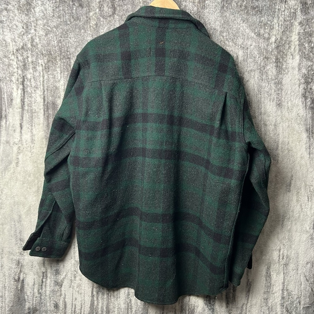 Vintage Woolrich Men's Green Buffalo Plaid Wool Shirt Jacket Made in USA L - Picture 6 of 6